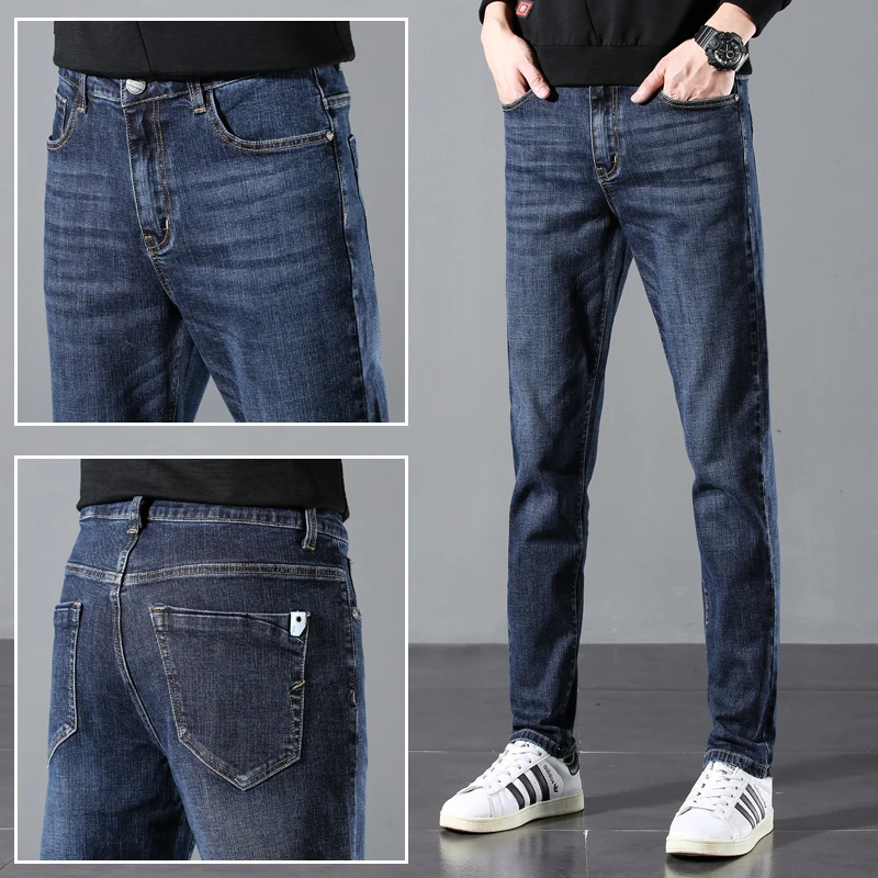 New Men Business Casual vintage Casual Jeans Fashion Simple solid color Slim fit Cotton classic man Joggers Denim Pants 
New Men Business Casual vintage Casual Jeans Fashion Simple solid color Slim fit Cotton classic man Joggers Denim Pants