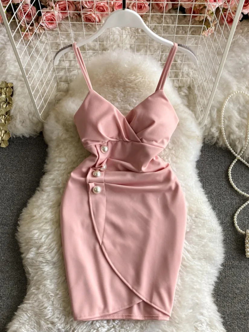 2021 Summer Pink Party Suspender Dress With Open Back, Low Cut, Tight, Short Slim Sexy Girls Women Prom Dresses Evening Bodycon
2021 Summer Pink Party Suspender Dress With Open Back, Low Cut, Tight, Short Slim Sexy Girls Women Prom Dresses Evening Bodycon