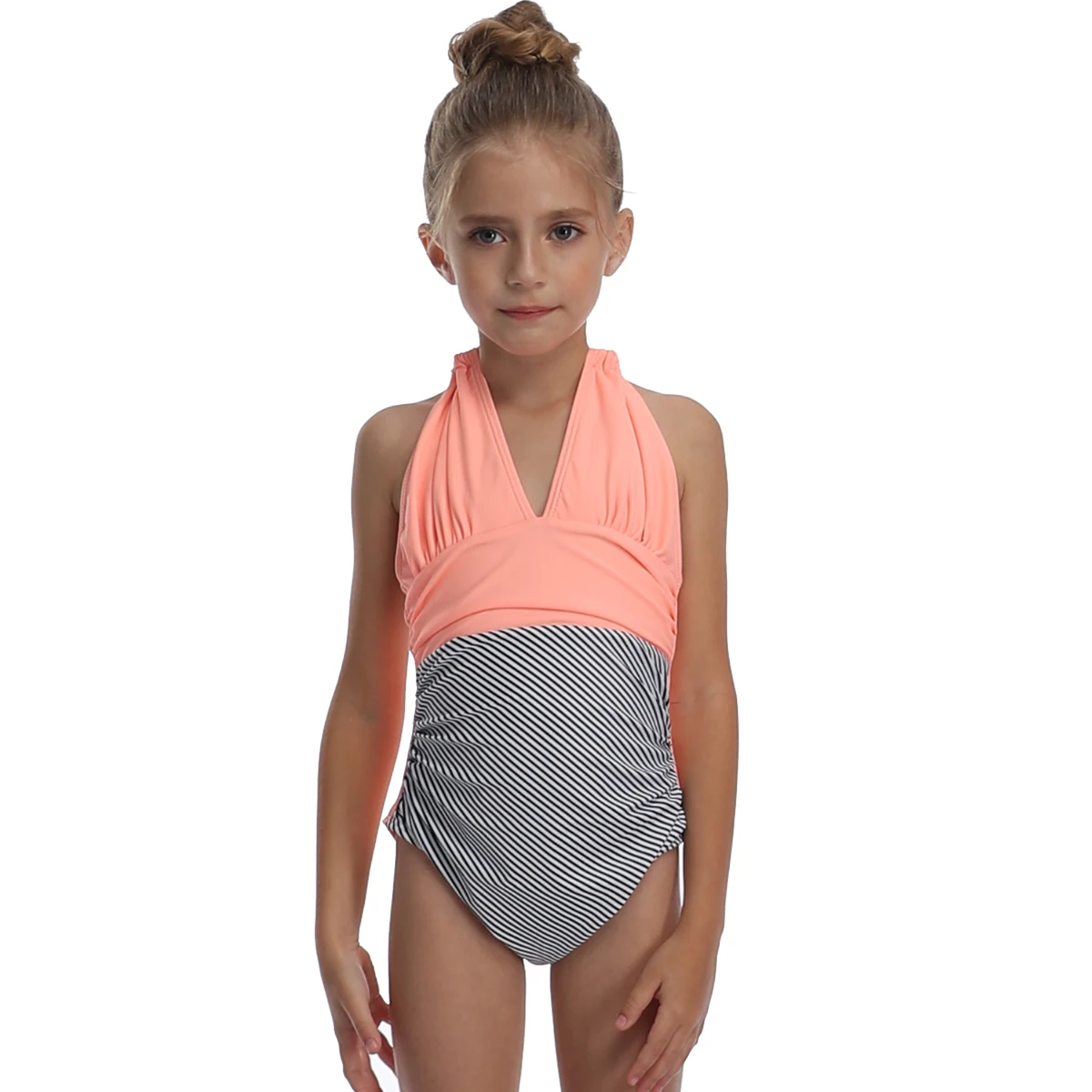 Striped Halter Children Swimsuit For Kids Girl's Swimsuit One-Piece Baby Swimwear Two Wearing Method Child Bathing Suit Monokini 
Striped Halter Children Swimsuit For Kids Girl's Swimsuit One-Piece Baby Swimwear Two Wearing Method Child Bathing Suit Monokini