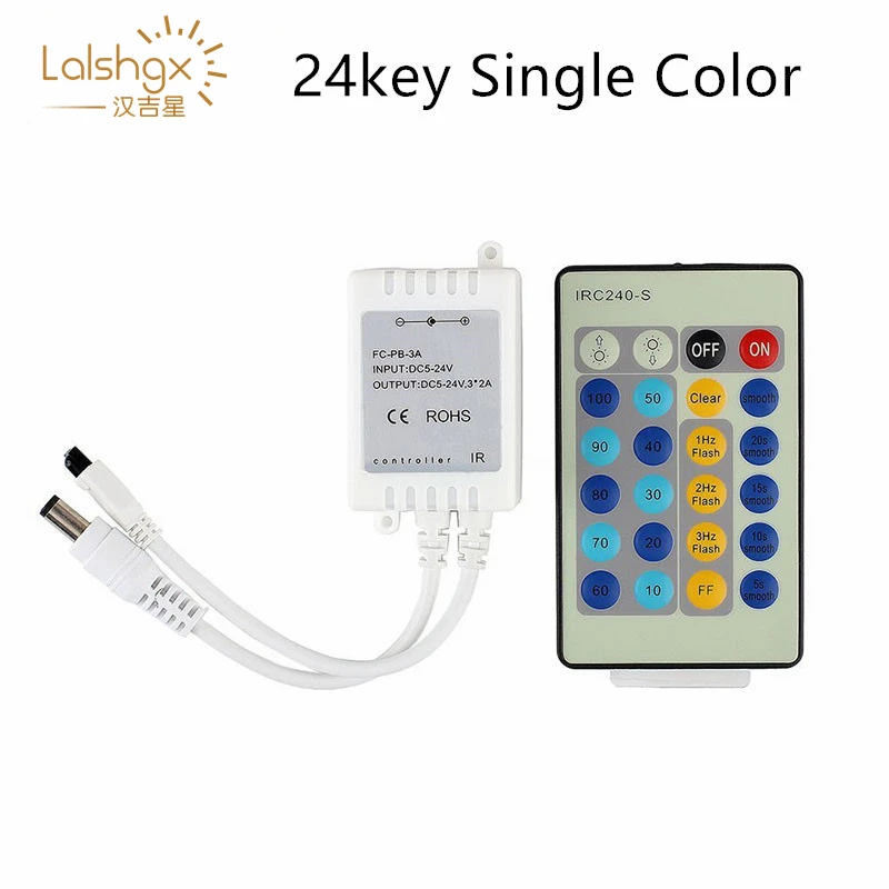 

DC 12V 24V RGB RGBW LED Strip Music Controller Infrared Remote Single Color Warm White Dimmer For Tape