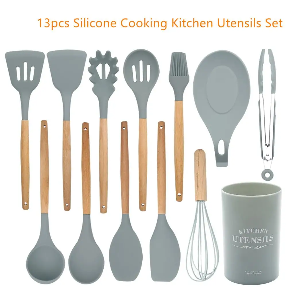 Silicone Cooking Kitchen Utensils Set Non-stick Heat Resistant Silicone with Silicone or Wooden Handle BPA Free
Silicone Cooking Kitchen Utensils Set Non-stick Heat Resistant Silicone with Silicone or Wooden Handle BPA Free