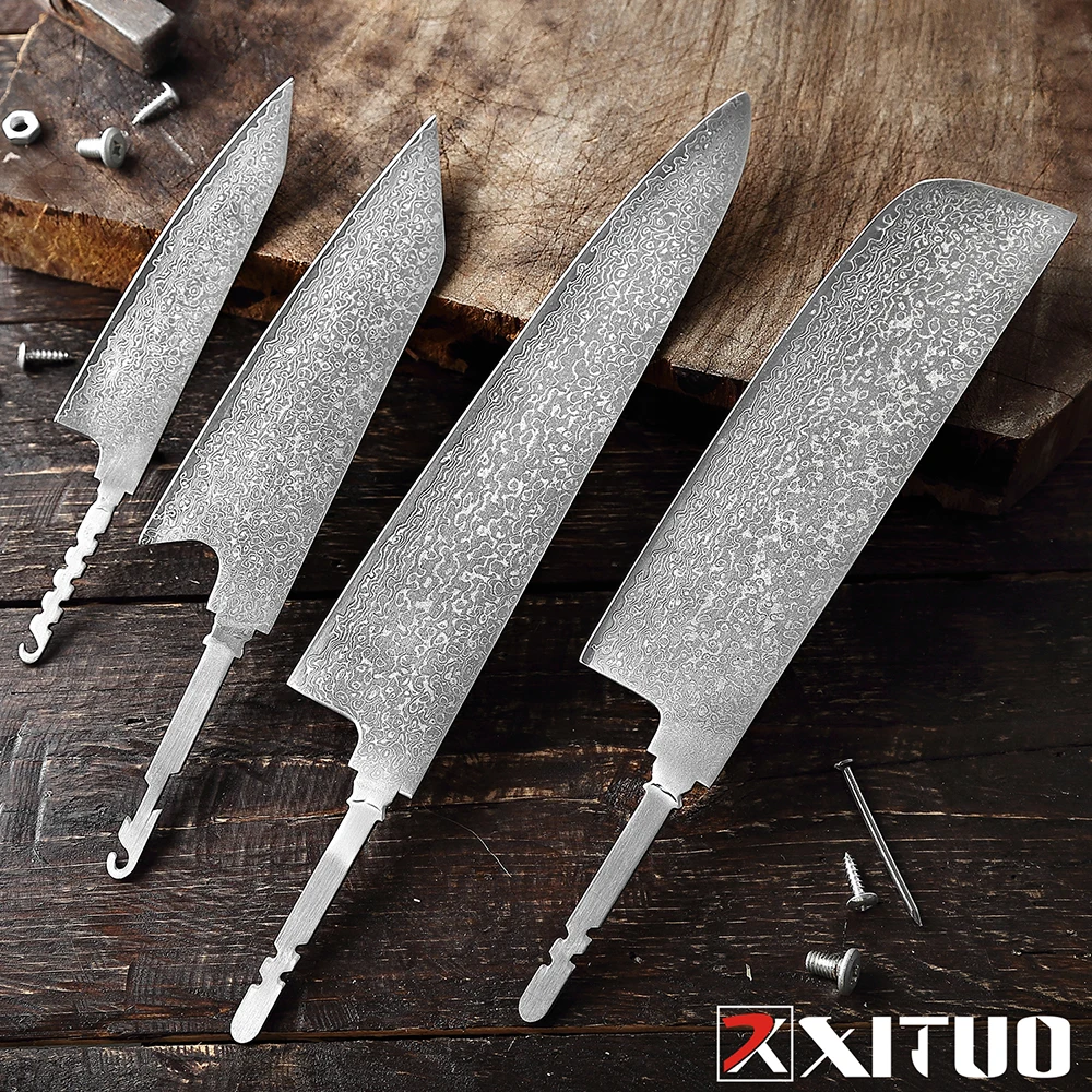 XITUO DIY Semi-finished Kitchen Knife Blank Blade Damascus Steel VG-10 Razor Sharp Cooking Tools High Hardness Skinner Knife
XITUO DIY Semi-finished Kitchen Knife Blank Blade Damascus Steel VG-10 Razor Sharp Cooking Tools High Hardness Skinner Knife