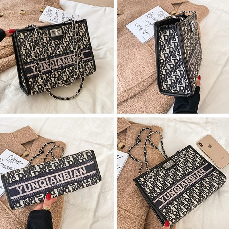 Women's Fashion Luxury Top-Handle Bags Classic Designer PU Canvas Handbags Female Letter Stitching Phone Sachet Zipper Tote Bag
Women's Fashion Luxury Top-Handle Bags Classic Designer PU Canvas Handbags Female Letter Stitching Phone Sachet Zipper Tote Bag