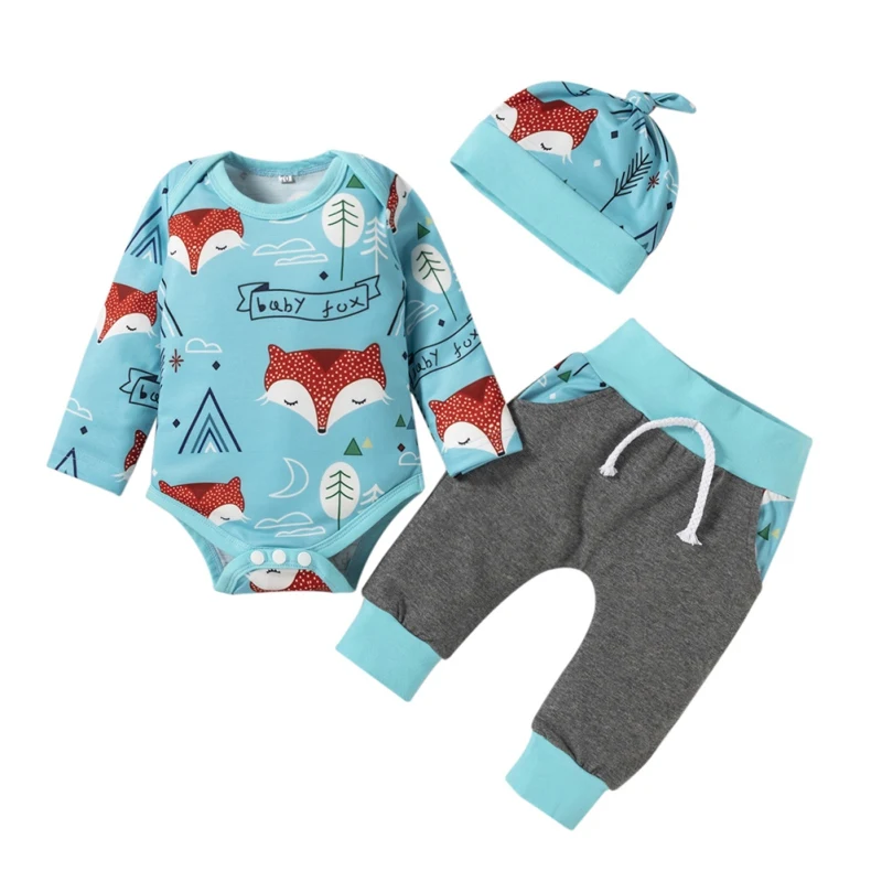 Autumn Newborn Baby Boys Clothing Set Instagramable Cartoon Printed Long Sleeve Rompers + Trousers + Hat Three-piece Set 0-12M
Autumn Newborn Baby Boys Clothing Set Instagramable Cartoon Printed Long Sleeve Rompers + Trousers + Hat Three-piece Set 0-12M