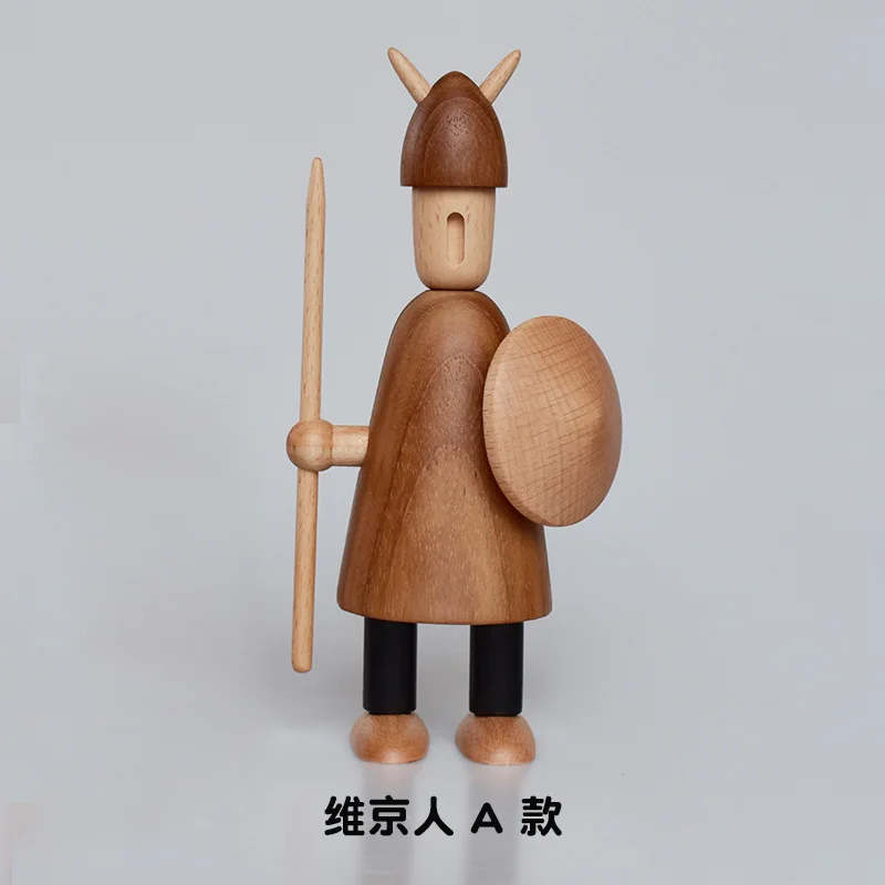 

New Arrival Nordic Viking Miniature Wooden Puppet Creative Figurines Home Decor Statue Beech Wooden Ornament Kids New Year Gifts