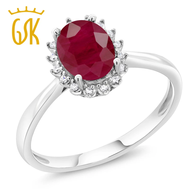 GSK 1.62 Karat Ruby Ring 10K Gold Surrounded with Real Diamond Classic Color Gemstone Engagement Women's Ring
GSK 1.62 Karat Ruby Ring 10K Gold Surrounded with Real Diamond Classic Color Gemstone Engagement Women's Ring