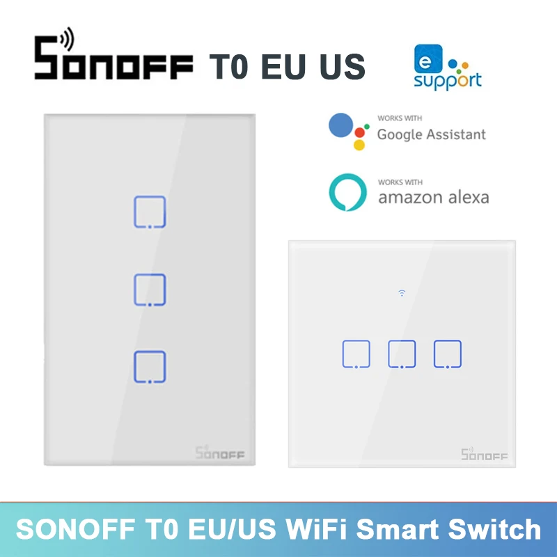SONOFF T0 ЕС/США WiFi умный выключатель Умный домашний настенный светильник сенсорный