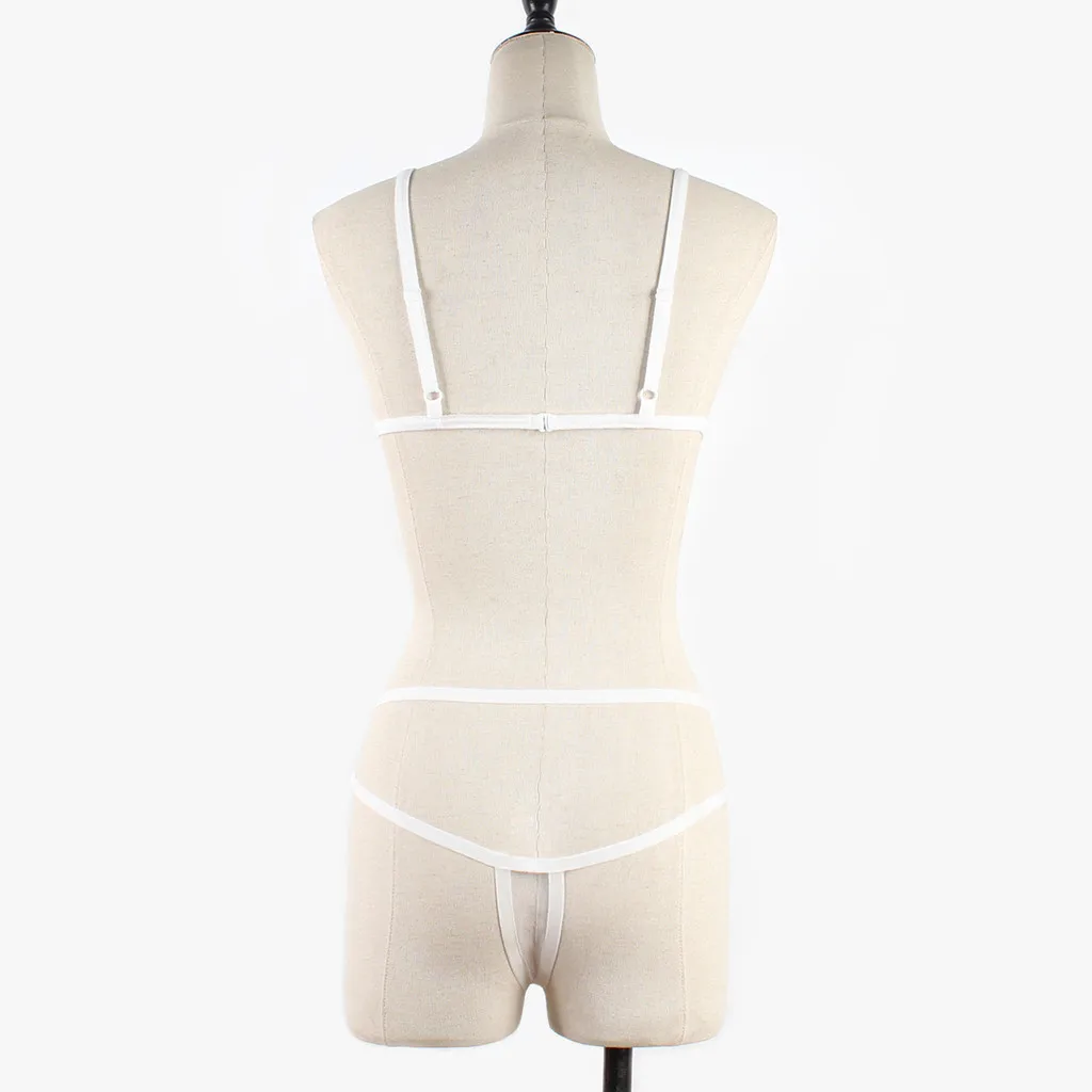 Fashion Women Sexy Nightwear See-Through Lingerie Sleepwear Solid Mesh V-Neck Sling Bra Briefs Transparent Underwear Sets 
Fashion Women Sexy Nightwear See-Through Lingerie Sleepwear Solid Mesh V-Neck Sling Bra Briefs Transparent Underwear Sets