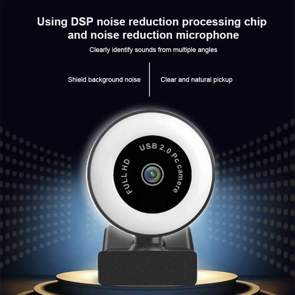Webcam 1080P HD with light ring microphone for PC Web camera with ring noise reduction light built-in Webcam USB adjust
Webcam 1080P HD with light ring microphone for PC Web camera with ring noise reduction light built-in Webcam USB adjust