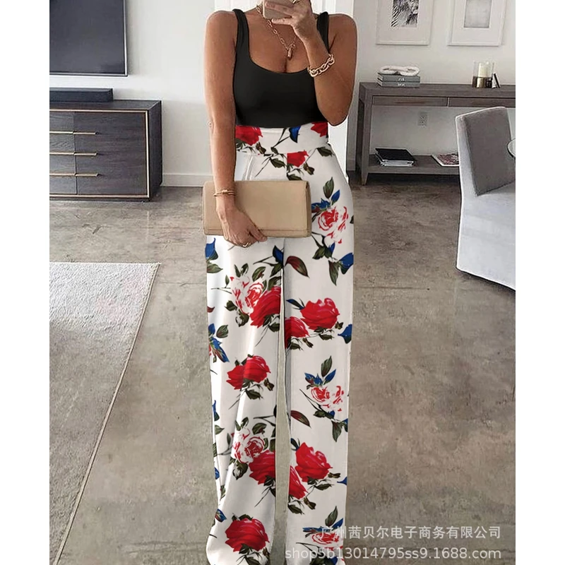 WEPBEL Jumpsuits Women's Solid Color Print Stitching Jumpsuits Sexy Slim Sleeveless O-Neck High Waist Wide Leg Jumpsuits
WEPBEL Jumpsuits Women's Solid Color Print Stitching Jumpsuits Sexy Slim Sleeveless O-Neck High Waist Wide Leg Jumpsuits