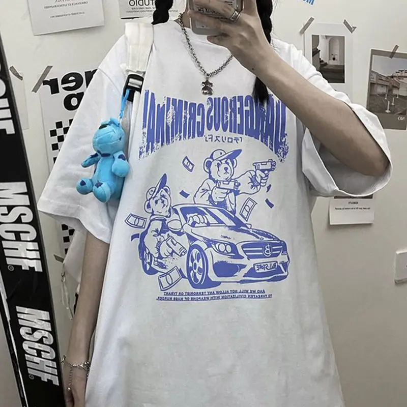 Women's T-shirts Korean Style Black Oversize Hip Hop Tops Harajuku Vintage Aesthetic Gothic Graphic Punk Clothes Couple Outfit
Women's T-shirts Korean Style Black Oversize Hip Hop Tops Harajuku Vintage Aesthetic Gothic Graphic Punk Clothes Couple Outfit