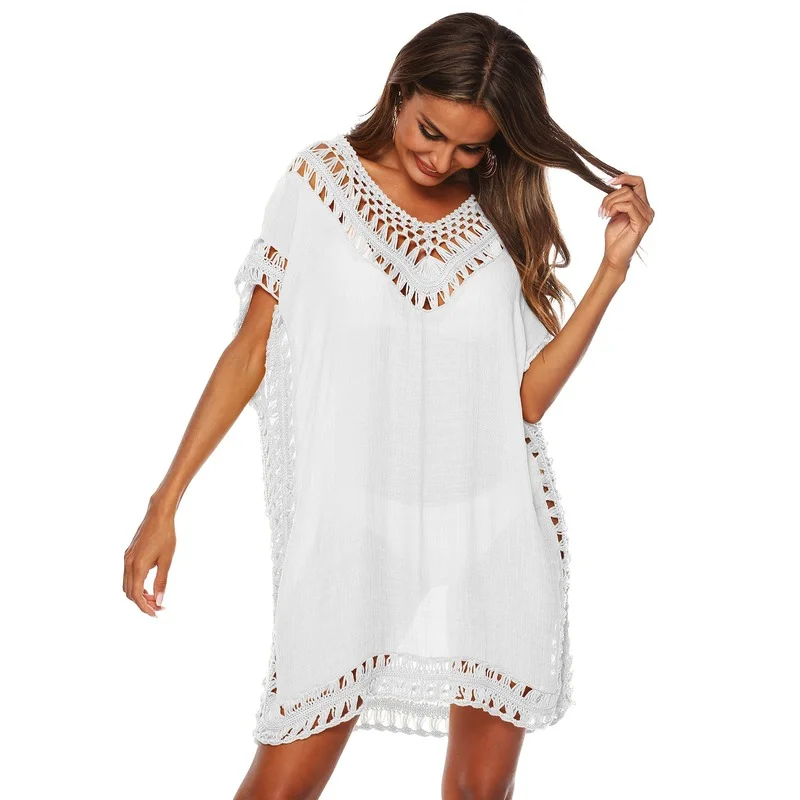 Bat Wing Sleeve Translucent Dress Women Summer Beach Sukienka Hollow Baggy Dress Loose Casual V Neck Holiday Dress One Shoulder
Bat Wing Sleeve Translucent Dress Women Summer Beach Sukienka Hollow Baggy Dress Loose Casual V Neck Holiday Dress One Shoulder