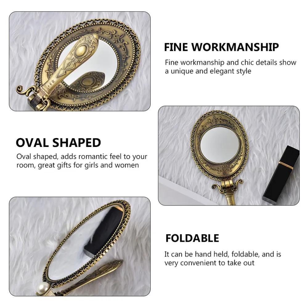 Portable Mirror Retro Beauty Mirror Handheld Folding Antique Mirror for Makeup
Portable Mirror Retro Beauty Mirror Handheld Folding Antique Mirror for Makeup