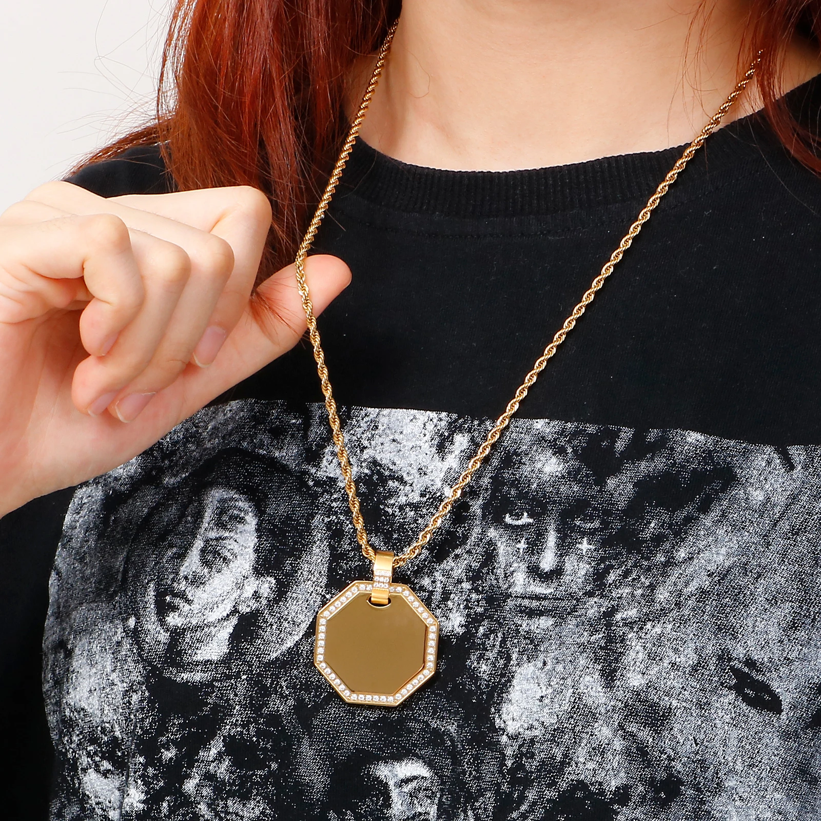 Kalen Female's Simple Octagon Design Pendant Classic Link Chain Necklace Stainless Steel Easy-button Jewelry
Kalen Female's Simple Octagon Design Pendant Classic Link Chain Necklace Stainless Steel Easy-button Jewelry