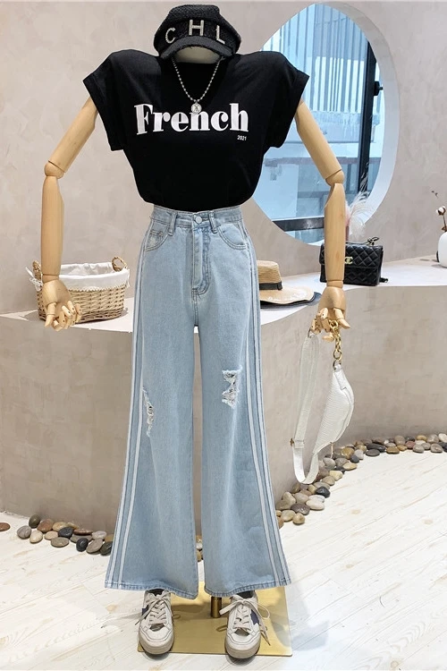 Blue Ripped Straight Baggy Denim Pants Women's High Waist Slimming Loose Trousers Female Summer Wide Leg Boyfriend Jeans
Blue Ripped Straight Baggy Denim Pants Women's High Waist Slimming Loose Trousers Female Summer Wide Leg Boyfriend Jeans