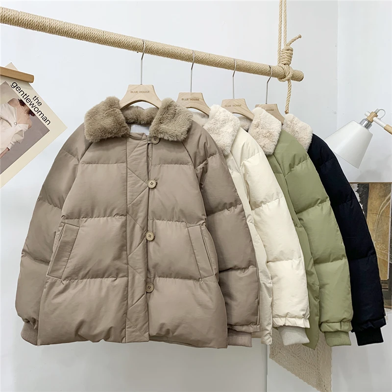 2020 Winter New Korean Fashion Fur Collar Cotton Coat Women's Single Breasted Warm Solid Color Loose Student Short Bread Jacket
2020 Winter New Korean Fashion Fur Collar Cotton Coat Women's Single Breasted Warm Solid Color Loose Student Short Bread Jacket