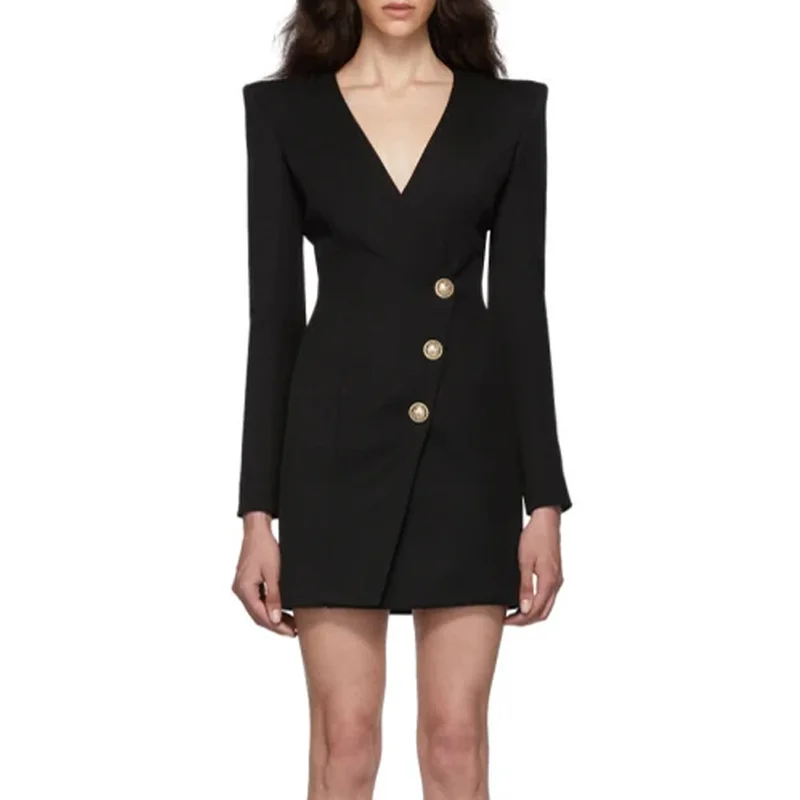 New Elegant Women Mini Dress Buttons Sexy V-neck Slim Office Lady's Dresses Autumn Designer High Quality Feminine Blazer Vestido
New Elegant Women Mini Dress Buttons Sexy V-neck Slim Office Lady's Dresses Autumn Designer High Quality Feminine Blazer Vestido