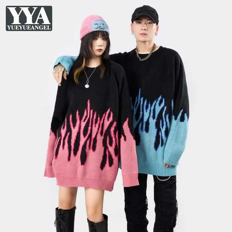 High Street Men Fire Pattern Oversize Pullover Sweater Tops Lovers Loose Hip Hop Knitted Long Sleeve Casual Streetwear Sweaters
High Street Men Fire Pattern Oversize Pullover Sweater Tops Lovers Loose Hip Hop Knitted Long Sleeve Casual Streetwear Sweaters