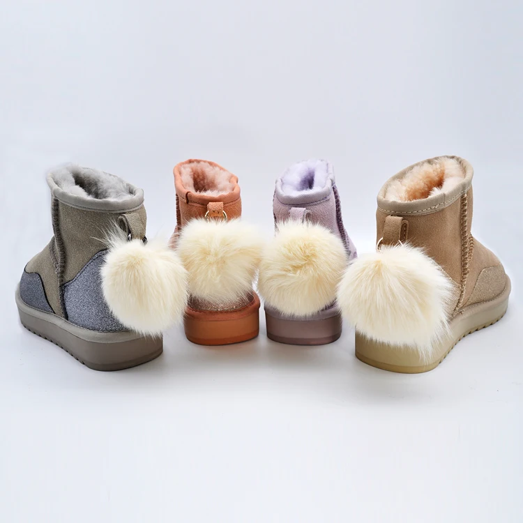 Women Snow Boots with Fur Ball Ladies Genuine Sheepskin Fur Ankle Boots Short Boots
Women Snow Boots with Fur Ball Ladies Genuine Sheepskin Fur Ankle Boots Short Boots