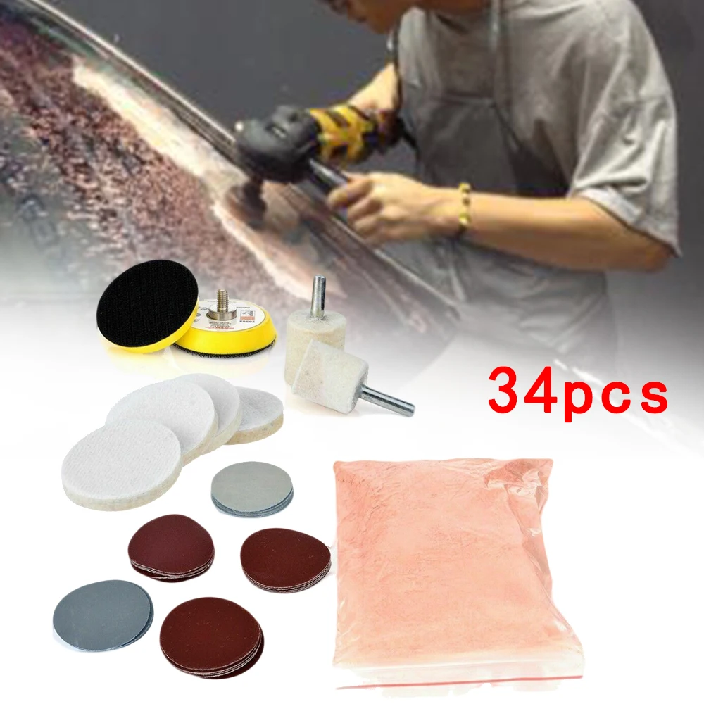 DIY Polishing Pad Set Parts Repair Glass Kit Scratch 34 PCS Accessories Cerium Oxide And Wheel
DIY Polishing Pad Set Parts Repair Glass Kit Scratch 34 PCS Accessories Cerium Oxide And Wheel