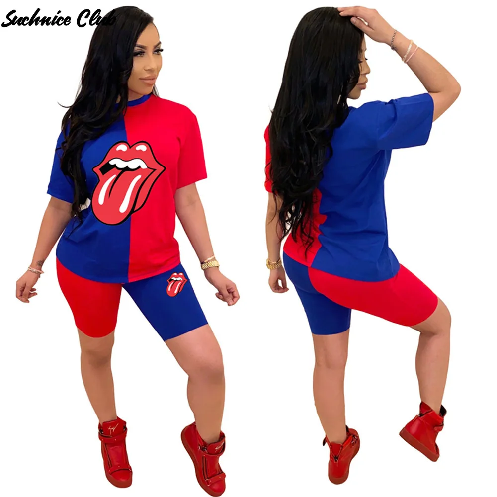 Women's Casual Sports Suit Eyes and Tongue Print Patchwork Short Sleeve Top and Shorts Two-piece Sets for Women
Women's Casual Sports Suit Eyes and Tongue Print Patchwork Short Sleeve Top and Shorts Two-piece Sets for Women