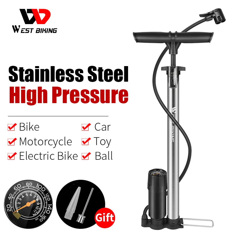 WEST BIKING 160PSI велосипедный ножной насос Schrader Presta Dunlop Универсальный клапан MTB
