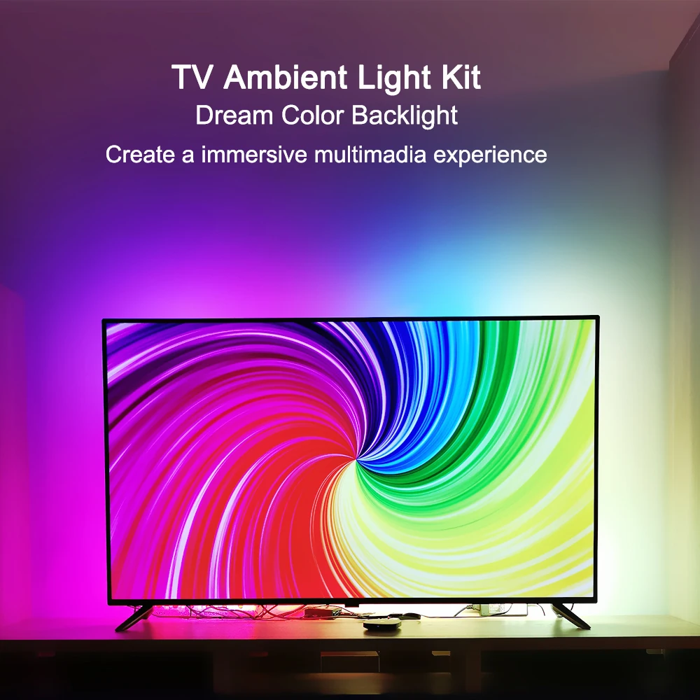 Ambient TV PC Backlight Kit Led Strip Lights For HDMI Devices USB RGB Tape Screen Color Sync Wifi APP For Alexa/Google /TVs Box
Ambient TV PC Backlight Kit Led Strip Lights For HDMI Devices USB RGB Tape Screen Color Sync Wifi APP For Alexa/Google /TVs Box
