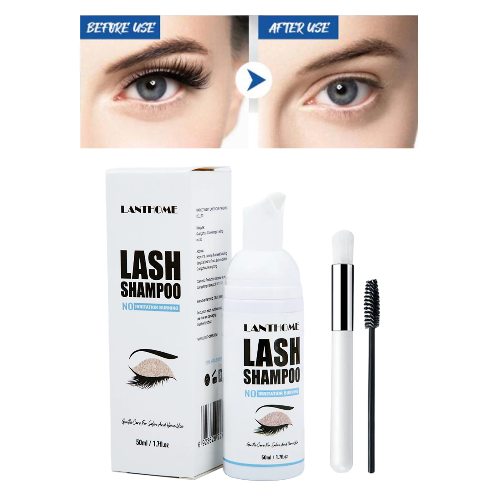 

Eyelash Extension Shampoo 1.69fl.oz Lash Eyelid Foam Foaming Cleanser Gentle Formula for Remove Eye Makeup Mascara Salon Use