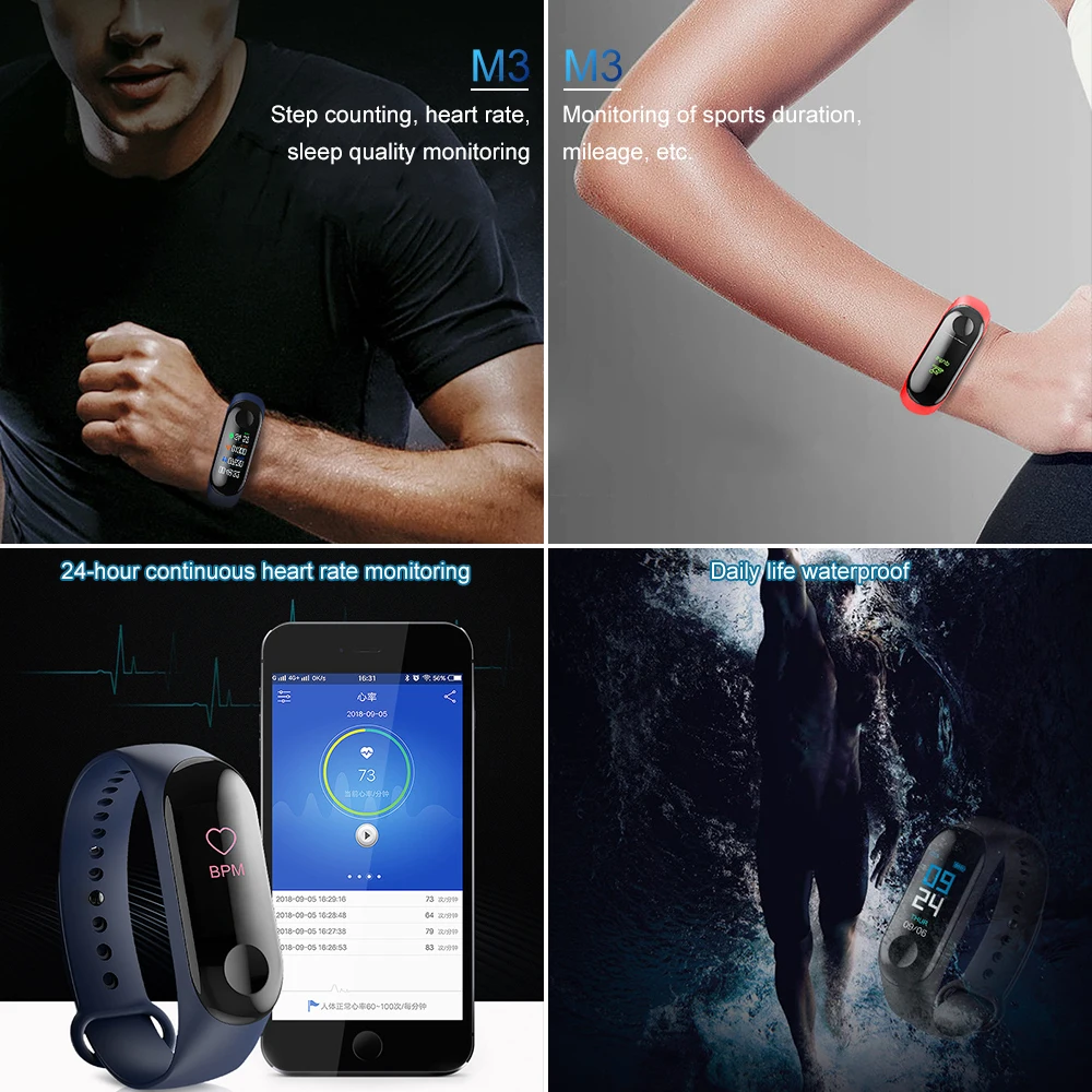 New M3 Smart Watch Sport Smart Band Blood Pressure Monitor Smart Wristband Smartwatch Bracelet M3 Plus Wristband For Men Women
New M3 Smart Watch Sport Smart Band Blood Pressure Monitor Smart Wristband Smartwatch Bracelet M3 Plus Wristband For Men Women