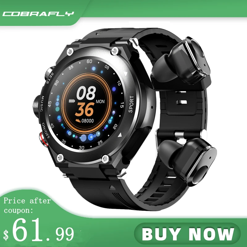 LYKRY T92 Smart Watch Men Bracelet 2 in 1 TWS Wireless Earbuds 1.28inch Heart Rate Blood Pressure Sports Waterproof Smartwatch
LYKRY T92 Smart Watch Men Bracelet 2 in 1 TWS Wireless Earbuds 1.28inch Heart Rate Blood Pressure Sports Waterproof Smartwatch