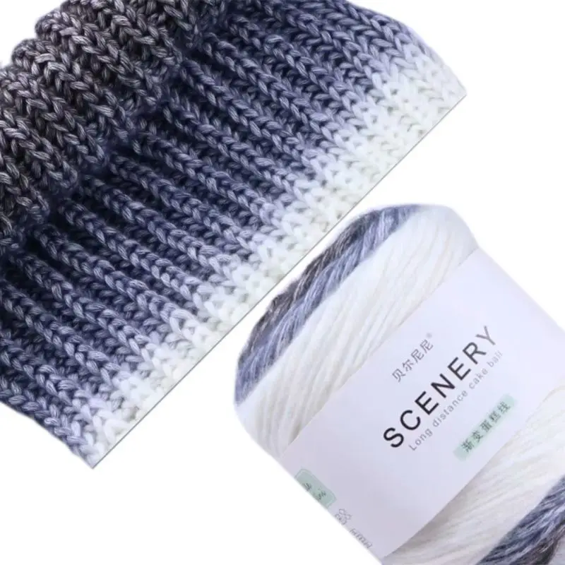 

100g Worsted Hand Knitting Cake Yarn Gradient Ombre Colorful Crochet Woven Thread DIY Craft for Warm Scarf Sweater Coat N7MF