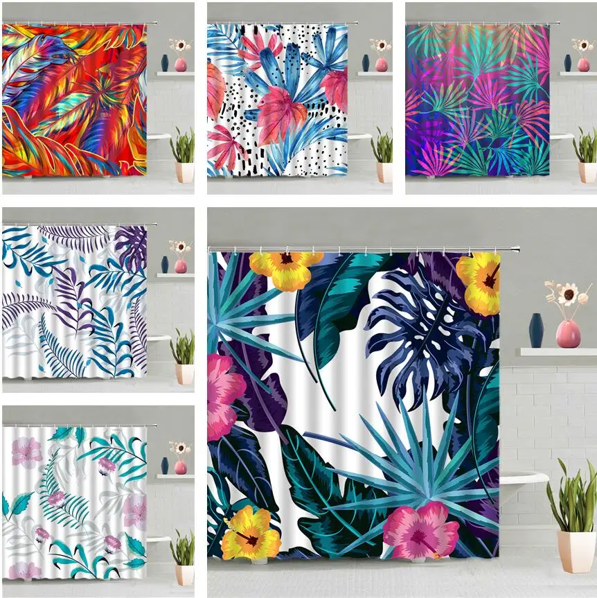 Tropic Palm Leaf Shower Curtain Green Plant Flower Colorful Leaves Bathroom Hanging Curtains 3D Waterproof Screen Home Decor Set
Tropic Palm Leaf Shower Curtain Green Plant Flower Colorful Leaves Bathroom Hanging Curtains 3D Waterproof Screen Home Decor Set