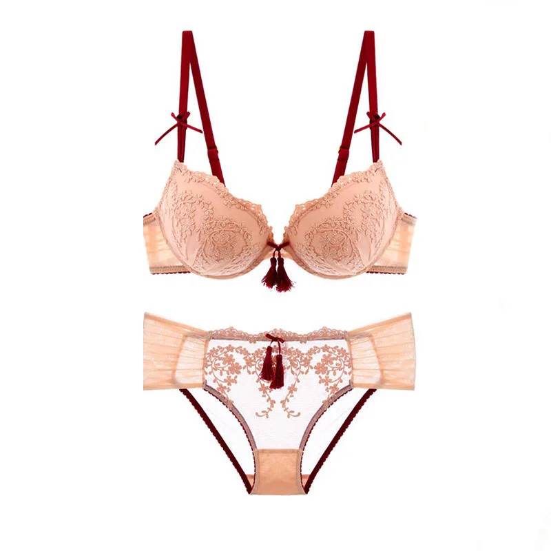 Женский комплект из бюстгальтера и трусиков сексуальный просвечивающий с чашкой