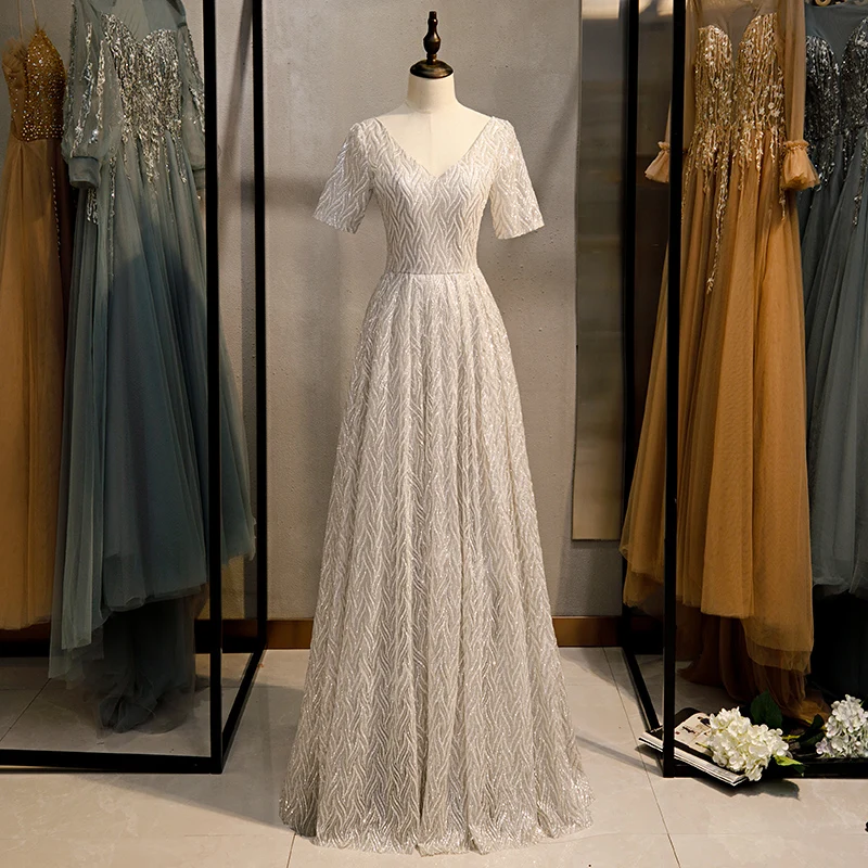 Silver Prom Dresses V Neck Short Sleeve Formal Dress Women Elegant 8th Grade Sequins A Line Formal Dress Women Elegant Prom 
Silver Prom Dresses V Neck Short Sleeve Formal Dress Women Elegant 8th Grade Sequins A Line Formal Dress Women Elegant Prom