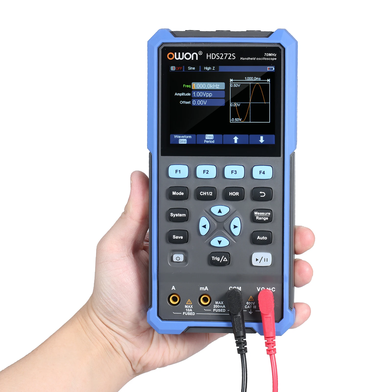 Oscilloscope Multimeter Waveform Generator HDS272S 2CH 70MHz Bandwidth 20000 Counts 3-in-1 Scope Meter with Color Screen
Oscilloscope Multimeter Waveform Generator HDS272S 2CH 70MHz Bandwidth 20000 Counts 3-in-1 Scope Meter with Color Screen