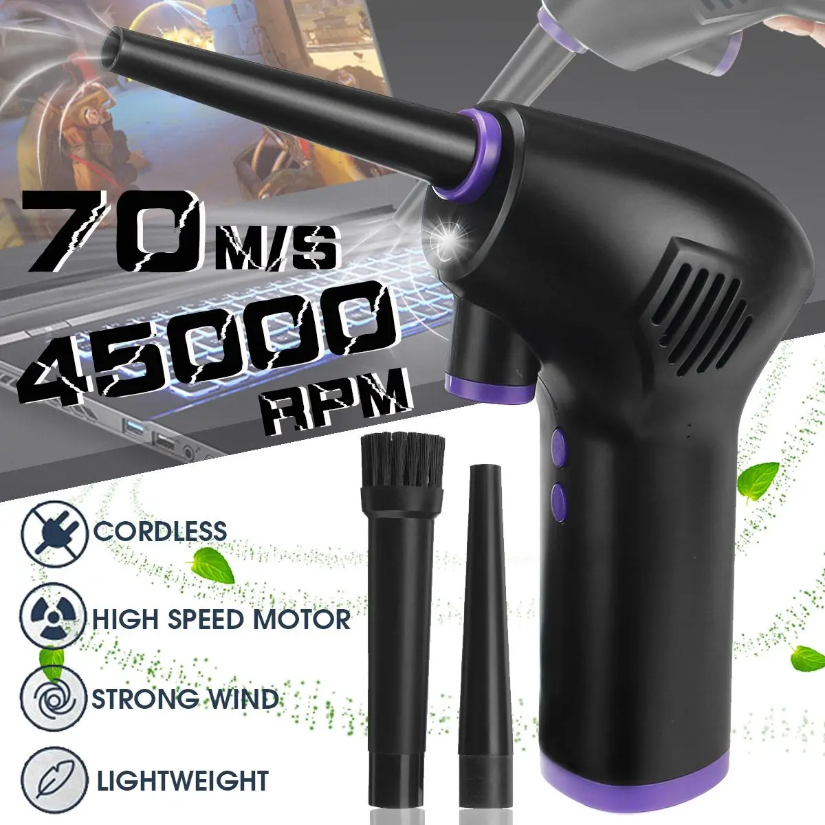 45000RPM Wireless Air Duster Keyboard Cleaner Dust Blower Handheld Dust Collector Rechargable Portable for PC Car Clean Keyboard
45000RPM Wireless Air Duster Keyboard Cleaner Dust Blower Handheld Dust Collector Rechargable Portable for PC Car Clean Keyboard
