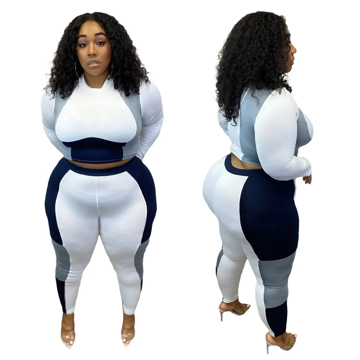 Contrast Color Patchwork Women Plus Size Two Piece Sets Casual O-neck Pullover Tops High Waist Skinny Pants Fall 2021 Outfits
Contrast Color Patchwork Women Plus Size Two Piece Sets Casual O-neck Pullover Tops High Waist Skinny Pants Fall 2021 Outfits