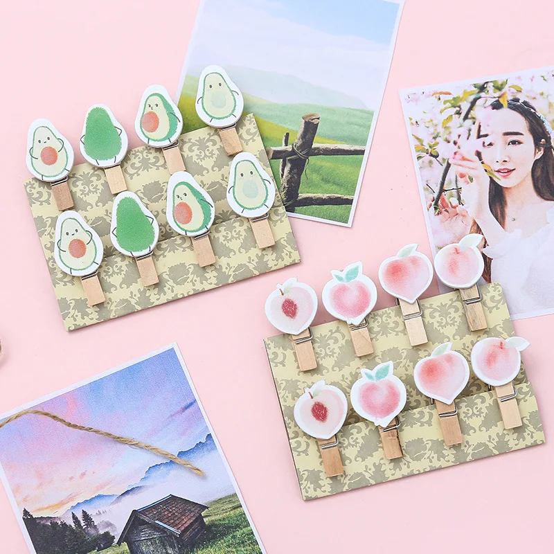 8 шт. Kawaii авокадо Персик деревянные клипсы для Lomo карты фото бумага открыток Pin