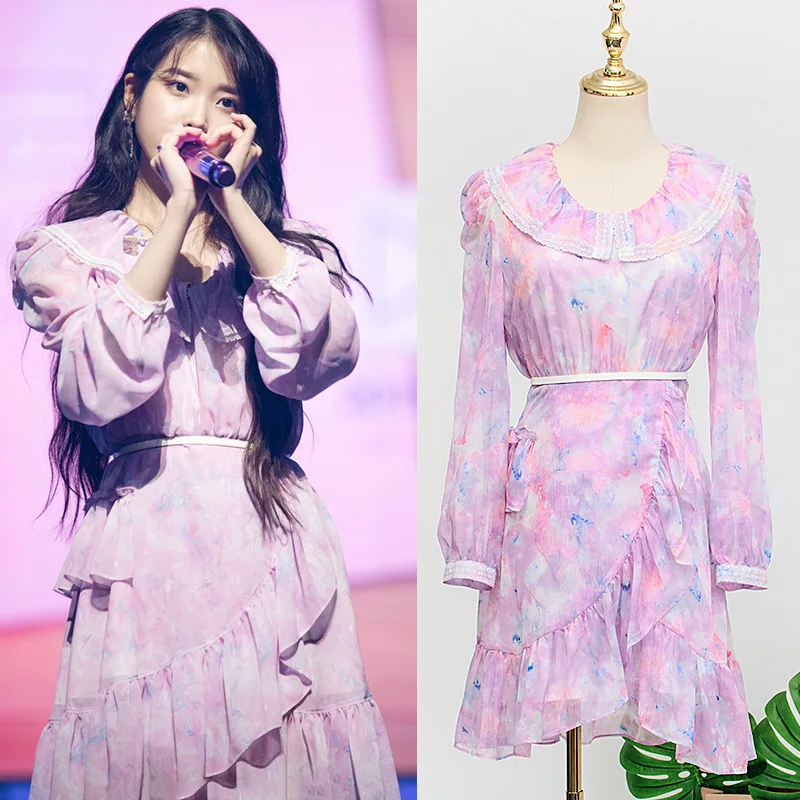 kpop IU Lee Ji Eun summer streetwear loose sweet long sleeved Chiffon dress women Korean fashion Elegant irregular mini dresses
kpop IU Lee Ji Eun summer streetwear loose sweet long sleeved Chiffon dress women Korean fashion Elegant irregular mini dresses