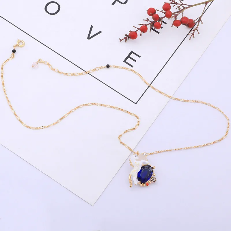 New enamel glaze fantasy unicorn pendant necklace temperament sapphire 18K gold plated necklace female
New enamel glaze fantasy unicorn pendant necklace temperament sapphire 18K gold plated necklace female