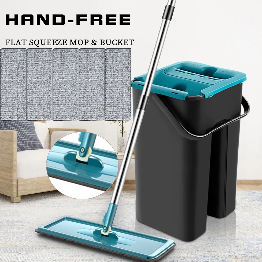 Squeeze Mop with Bucket Hand Free Wringing Kitchen Home Flat Floor Cleaning Kitchen Tools Auto Spin Mops With Microfiber Cloth
Squeeze Mop with Bucket Hand Free Wringing Kitchen Home Flat Floor Cleaning Kitchen Tools Auto Spin Mops With Microfiber Cloth