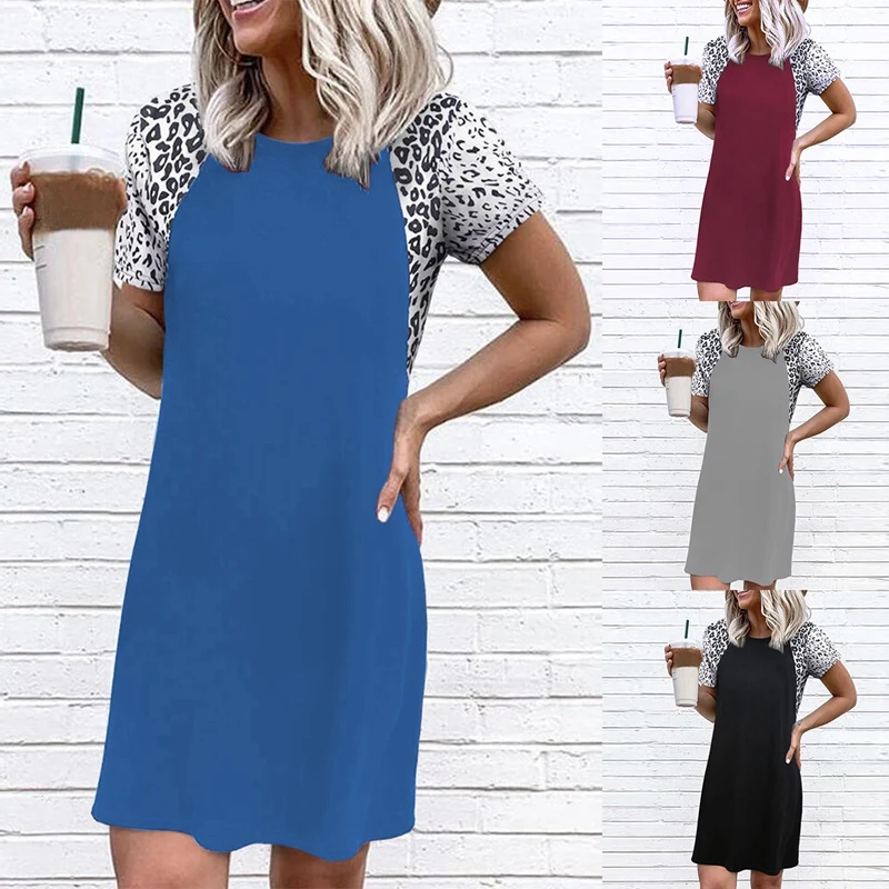 Women's Fashion Casual Round Neck Leopard Print Stitching Short Sleeve Casual Dress
Women's Fashion Casual Round Neck Leopard Print Stitching Short Sleeve Casual Dress