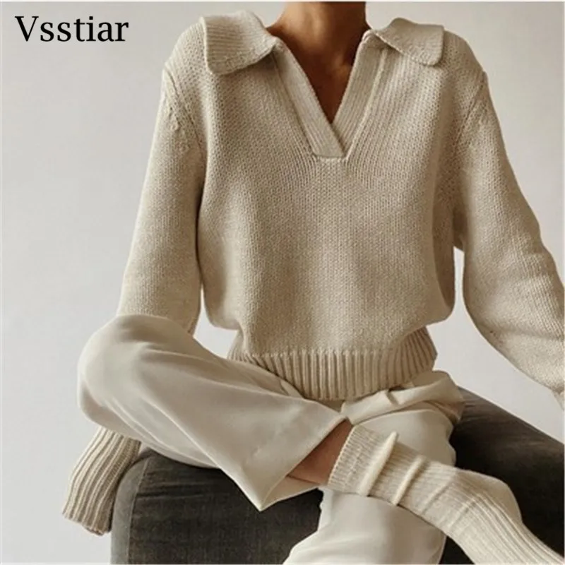 Женский трикотажный свитер с длинным рукавом, бежевого или зеленого цвета 
Женский трикотажный свитер с длинным рукавом, бежевого или зеленого цвета