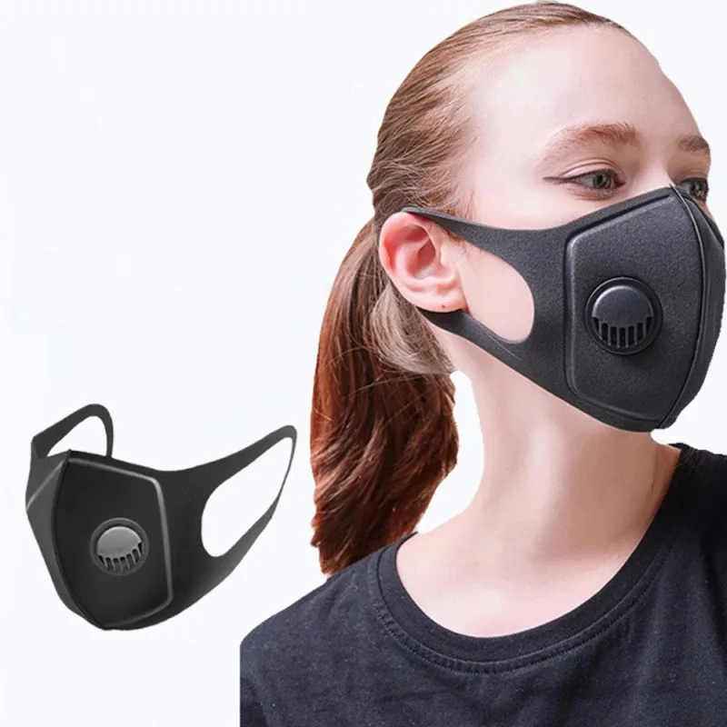 

1pc Unisex Black Anti Dust Mask PM2.5 Breathing Filter Valve Face Mouth Masks Reusable Mouth Cover Haze Respirator