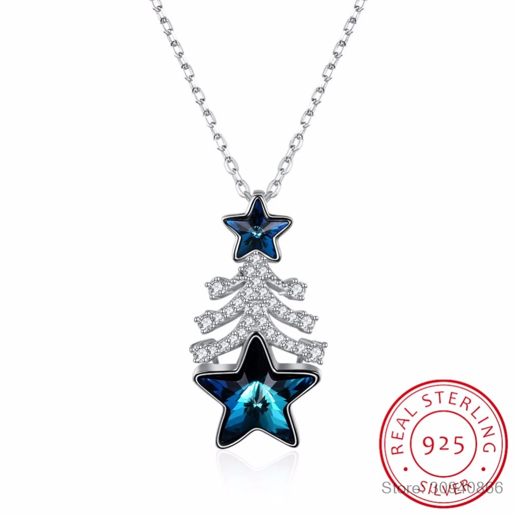 Christmas Tree Necklace Women 925 Sterling Silver Blue Crystal Star Pendant Necklace Fine Jewelry Christmas Gift
Christmas Tree Necklace Women 925 Sterling Silver Blue Crystal Star Pendant Necklace Fine Jewelry Christmas Gift