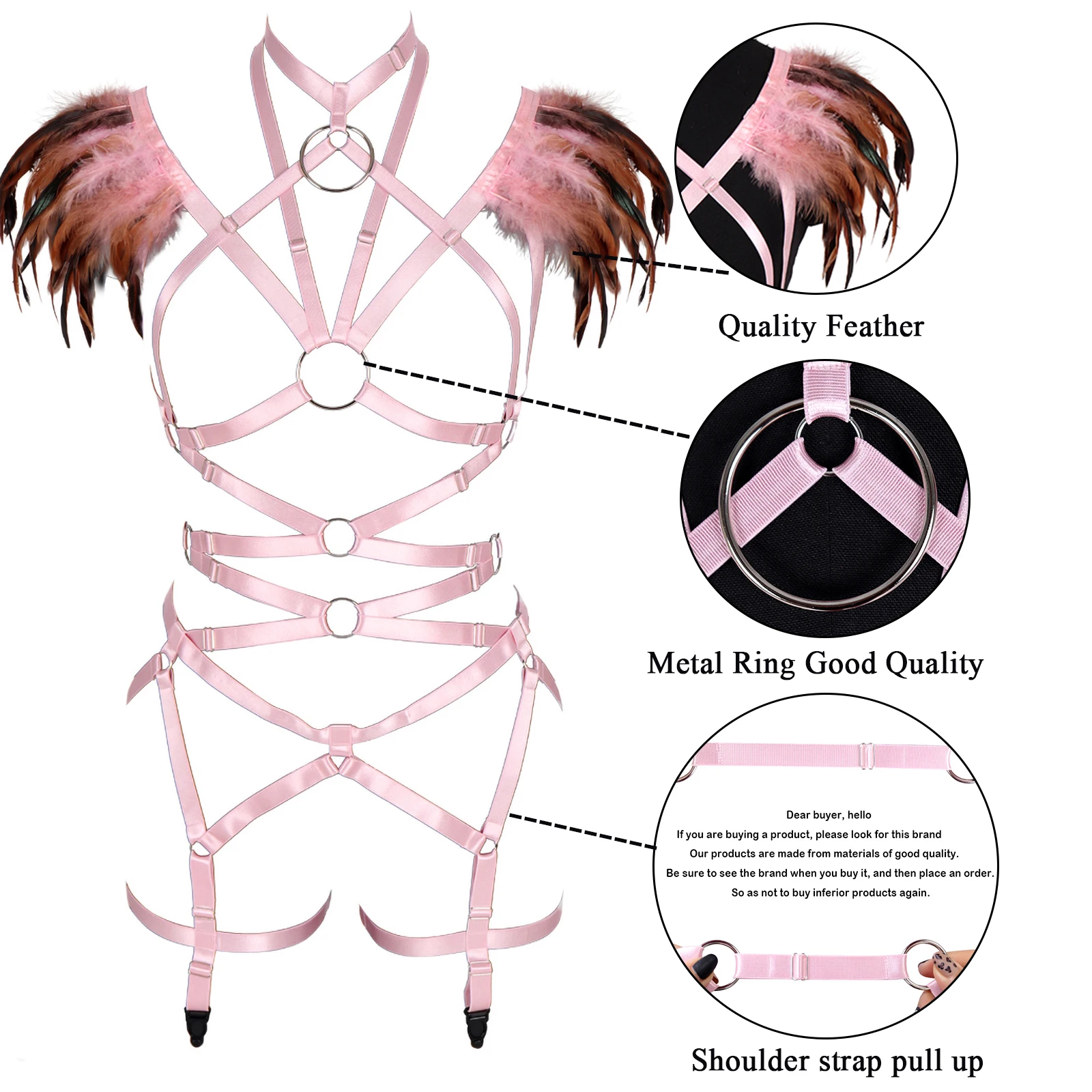 Pink Sexy Elastic Lingerie Set Women Leg Garter Cage Hollow Harness Garter Belt Strap Underwear Intimates Accessories Feather
Pink Sexy Elastic Lingerie Set Women Leg Garter Cage Hollow Harness Garter Belt Strap Underwear Intimates Accessories Feather
