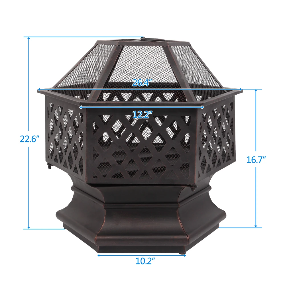22 Inch Fire Pit Hexagonal Shaped Firepit Stove Garden Backyard Patio Fireplace With Firepit Cover Free Shipping From USA
22 Inch Fire Pit Hexagonal Shaped Firepit Stove Garden Backyard Patio Fireplace With Firepit Cover Free Shipping From USA