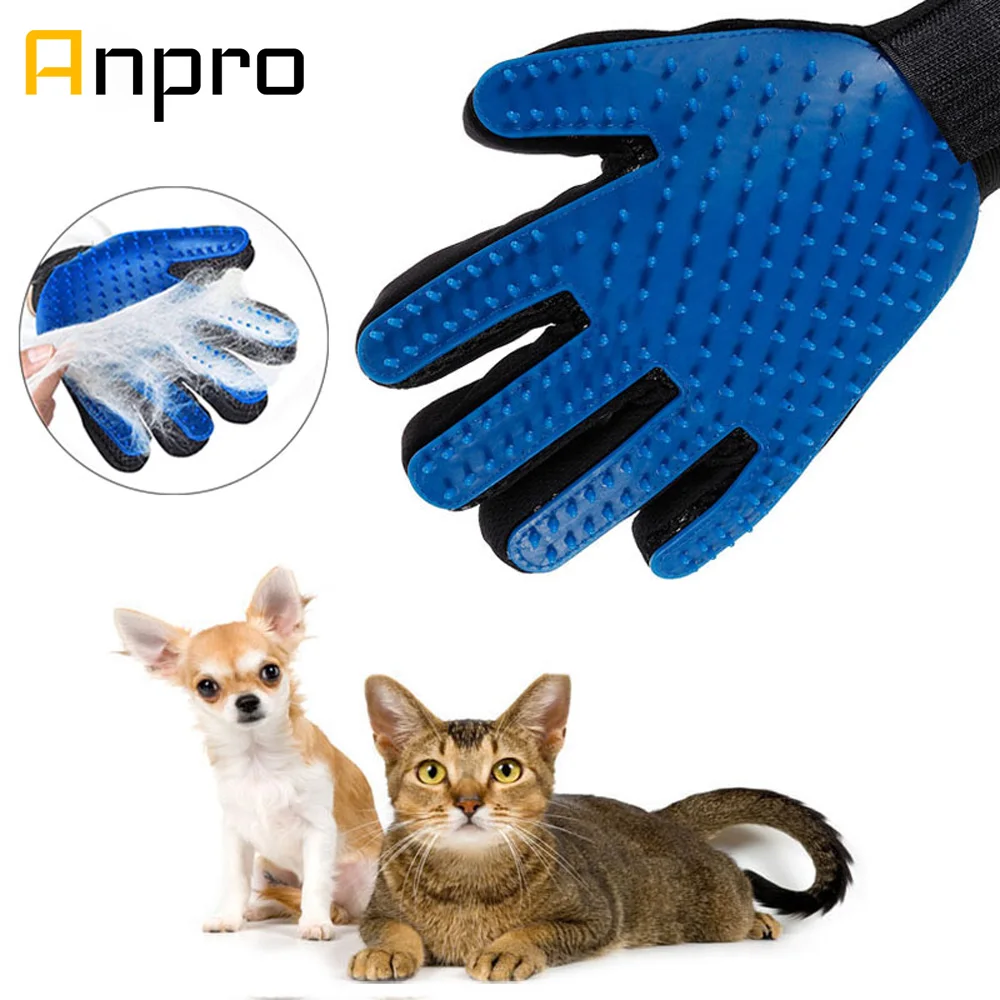 Anpro кошачья щетка для ухода за домашними животными перчатки очистки Эффективная