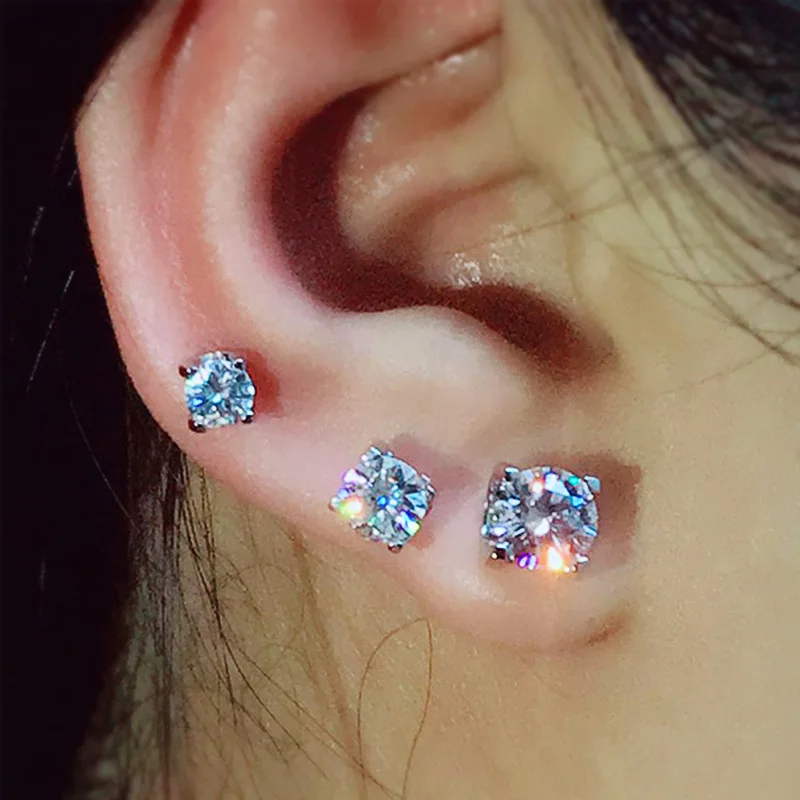925 Sterling Silver Cubic Zirconia Round Bead Ear Piercing Stud Earrings For Women Engagement Wedding Jewelry Gift eh1190
925 Sterling Silver Cubic Zirconia Round Bead Ear Piercing Stud Earrings For Women Engagement Wedding Jewelry Gift eh1190