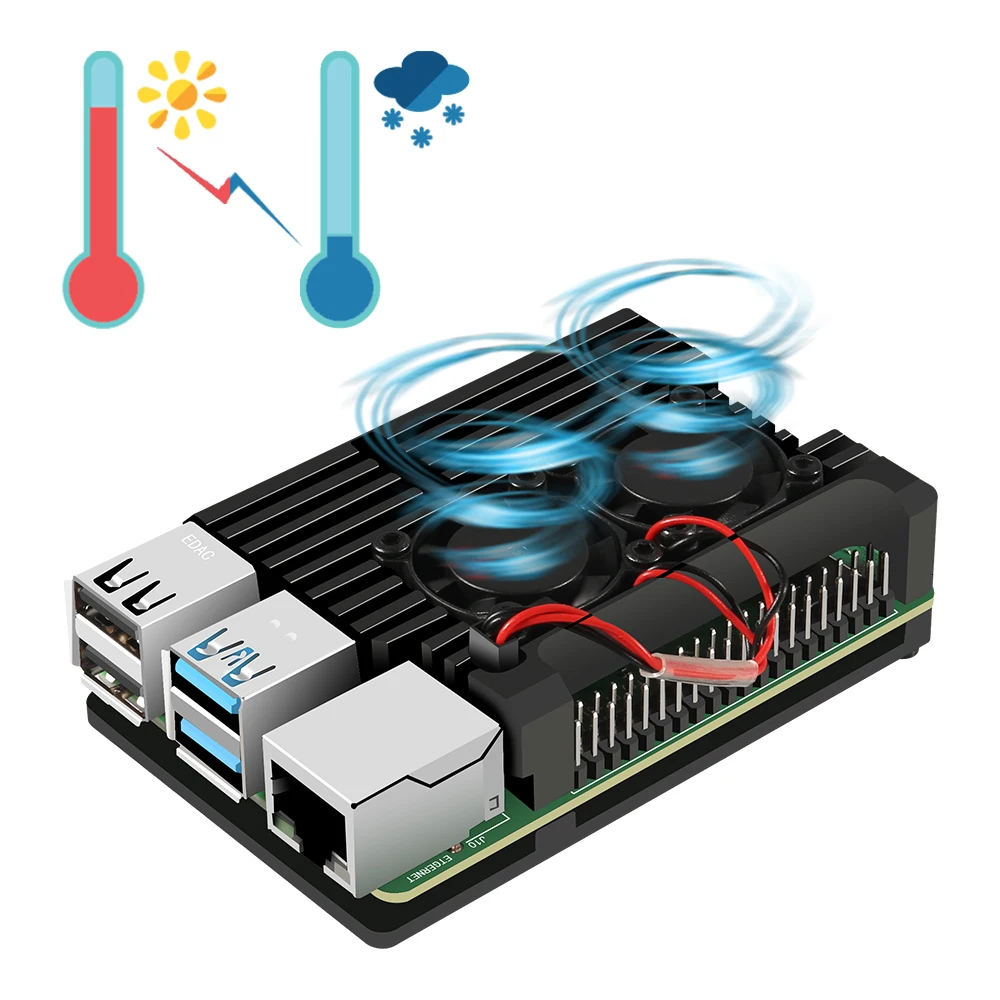 Raspberry Pi 4 Case Enclosure CNC Aluminum Cover Heatsink Cooling Fan for Raspberry Pi 4 Model B 3B 3B+
Raspberry Pi 4 Case Enclosure CNC Aluminum Cover Heatsink Cooling Fan for Raspberry Pi 4 Model B 3B 3B+
